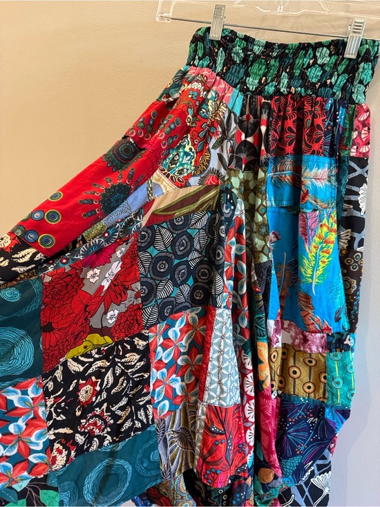 Dresses & Skirts - 100% cotton Boho Patchwork Maxi Skirt - Multicolor with pockets